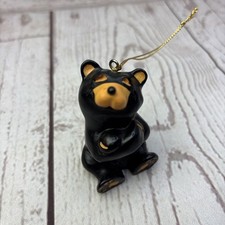 Jeff Fleming Bearfoots Black Bear Christmas Ornament Sitting w/ Arms Crossed