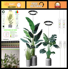 Full Spectrum LED Grow Light for Indoor Plants, Height Adjustable, Timer, 2 Pack