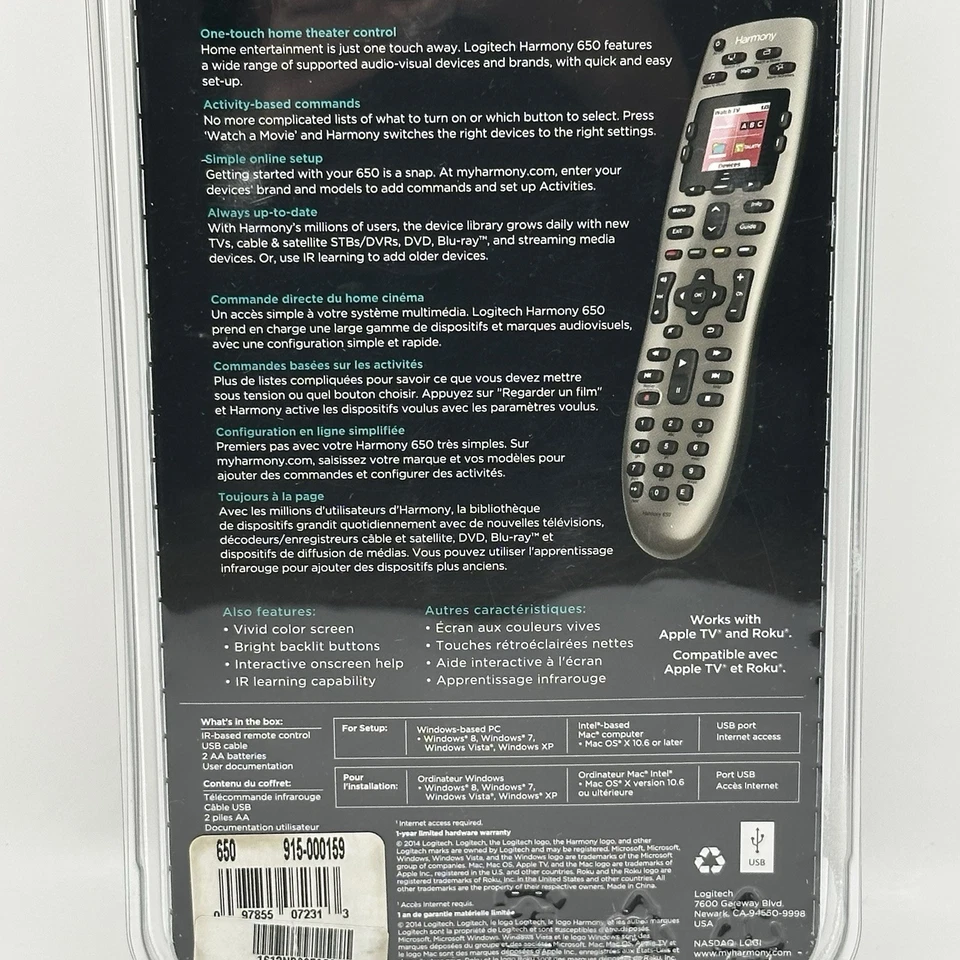 Logitech Harmony 650 Universal Color Screen Remote - Silver - Image 2 of 4