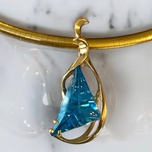 Designer CUSTOM 14k Solid Gold Massive Carved Blu… - image 11