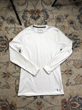 Under Armour Shirt Mens Medium White ColdGear Long Sleeve Fitted Base Layer