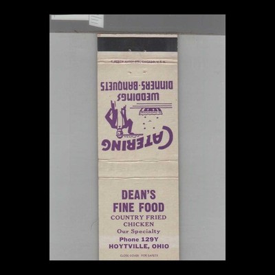 Matchbook Cover Dean's Fine Food Country Fried Chicken Hoytville, OH