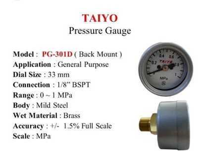 #ad TAIYO PG301D Pressure Gauge MPa 0 1 R1 8quot; BSPT TAIYO FRL SFR FILTER REGULATOR $90.25