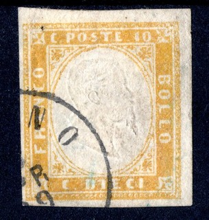 IV ISSUE C.10 YELLOWISH BROWN SASS 14Aa USED WITH EXCELLENT MARGINS CANCELLED