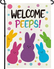 Welcome Easter Garden Flag 12X18 Inch, Double Sided Bunny Spring Flag for Yard O
