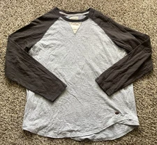 True Grit Raglan Shirt Mens Large Gray Long Sleeve