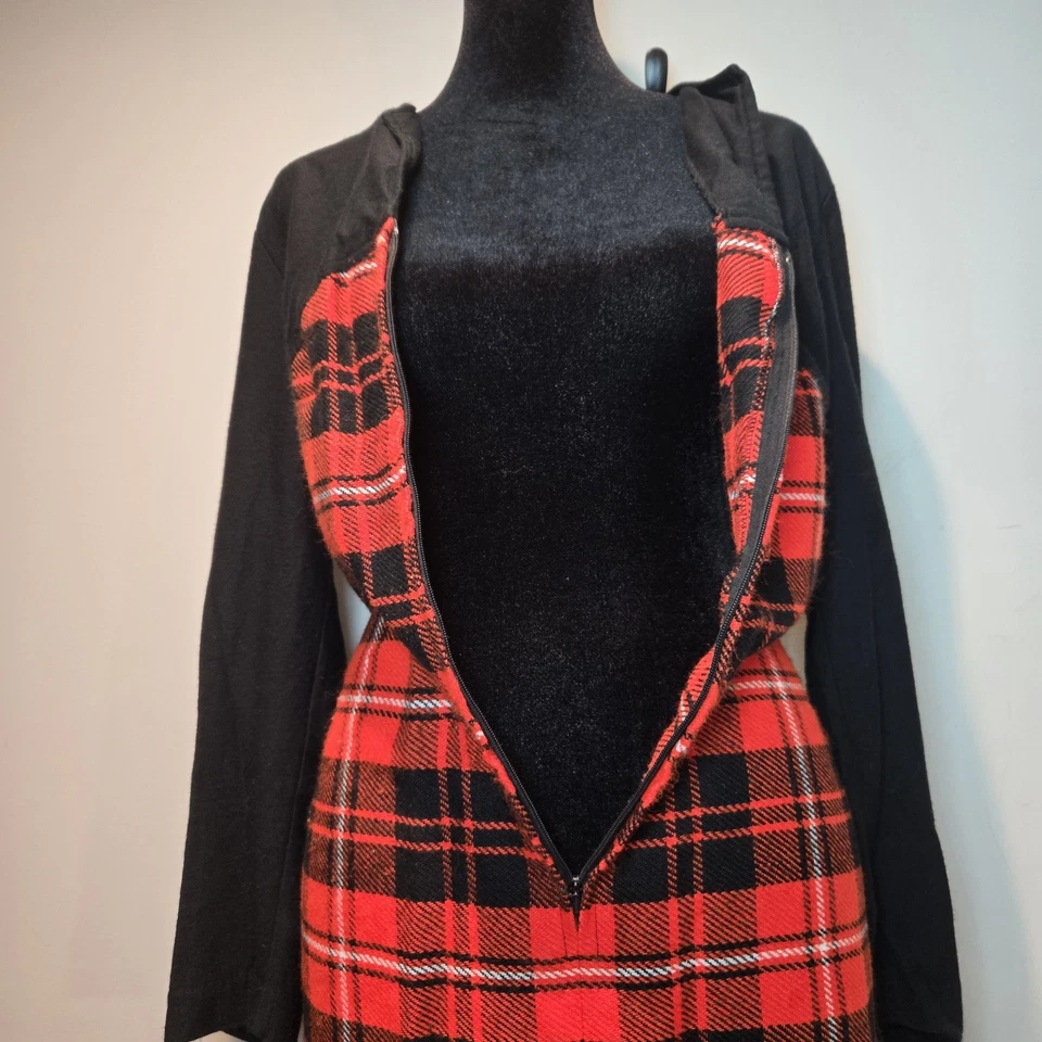 Maxi vestido largo para mujer Sears vintage a cuadros negro y rojo Foto 4 de 4