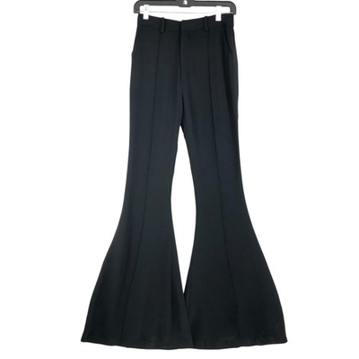 #ad L#x27;Academie Pants Womens XS Black Flare Bell Bottom High Rise Stretch 70s Style $135.99