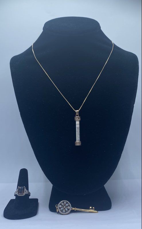 Sterling Silver Assorted Ring/Pendant Necklace/Pe… - image 1