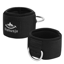 Ankle Wrist Cuffs Neoprene Padded Straps D-Ring Glute Kickback D ring silver