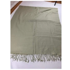 Women’s Vintage Cream/Gray Rectangle Fringed Trim Scarf Wrap