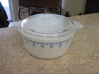 Vintage Pyrex "Snowflake Garland" Blue Casserole Dish Bowl w/Lid~474~ 1-1/2 Qt.