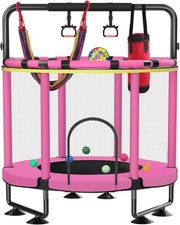 Trampoline for Kids, Upgrade Full Anti-Rust 440lbs Indoor Outdoor Toddler Tra...