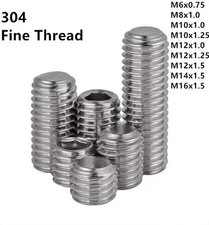 Fine Thread Stainless Steel Hex Socket Set Screws Flat Point Grub Screws M6-M16