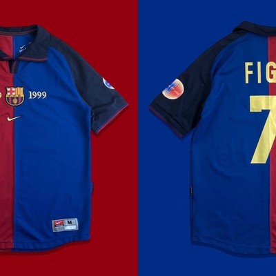 MINT Figo 7 M FC Barcelona 1999 2000 Jersey Camiseta Maglia