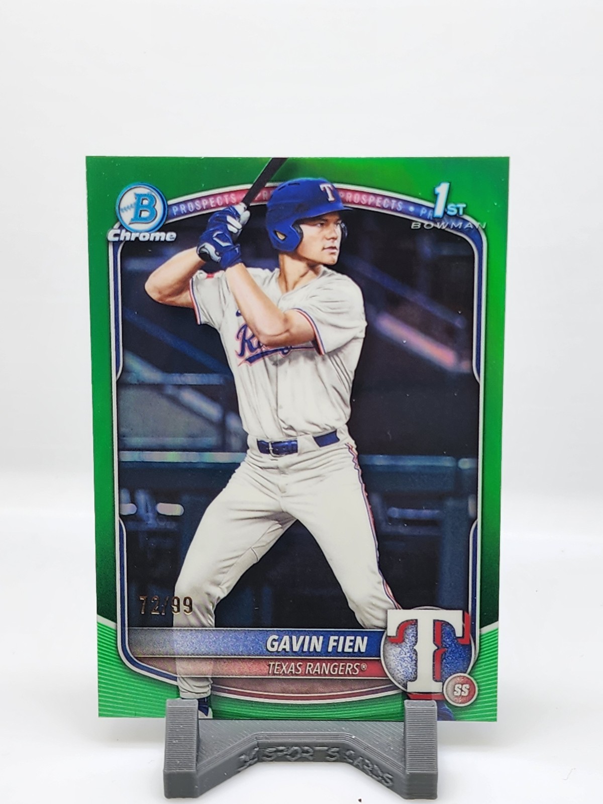 2025 Bowman Draft Gavin Fien 1st Chrome Green Refractor #/99 Rangers #BDC-15