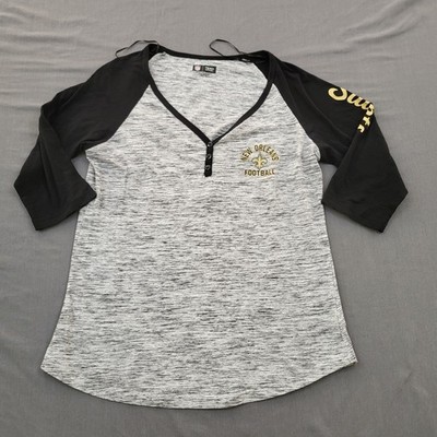 New Orleans Saints Shirt Womens Large L 3/4 Sleeve Football V Neck