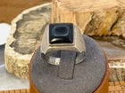 Vintage Southwestern Sterling Silver Black Onyx Signet Ring sz 13--LBB25.84