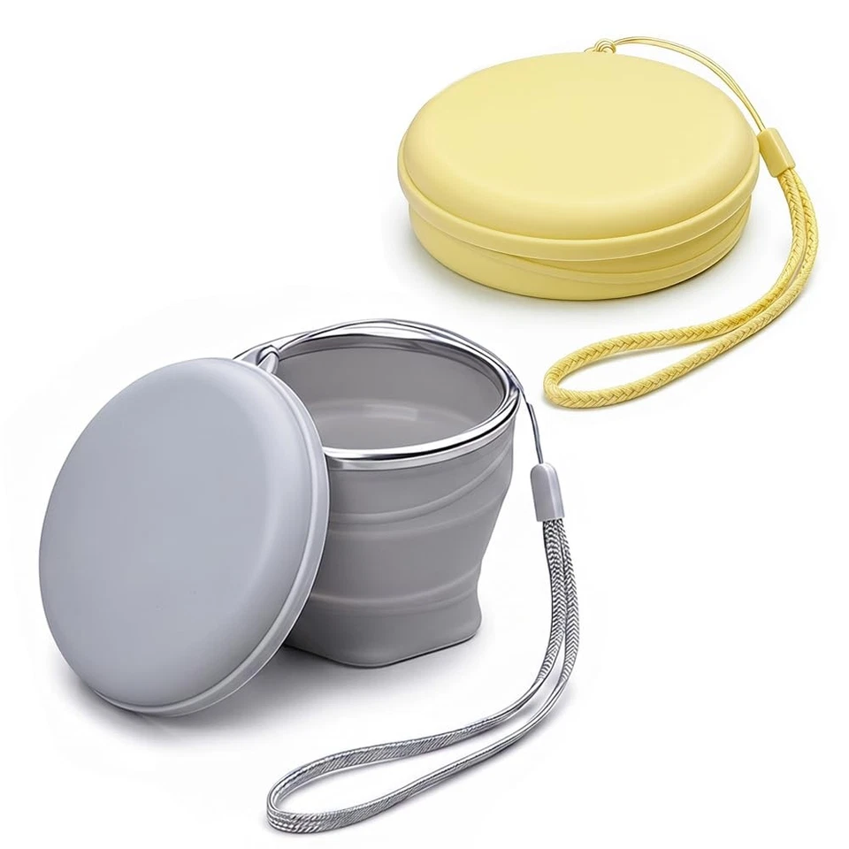 2 Stück zusammenklappbare Kaffeebecher– 180ml Silikon Reisebecher mit Deckel ... - Bild 1 von 4