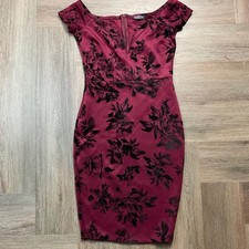 Burgundy Black Burnout Floral Dress Womens XS Whimsigoth Bodycon Party Rose Y2K