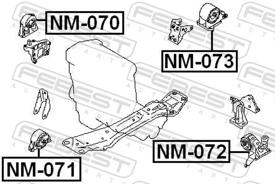 FEBEST Motorlager NM-071 für TRAIL ALMERA PRIMERA NISSAN P12 TINO V10 T30 1 WP12 - Bild 2 von 4