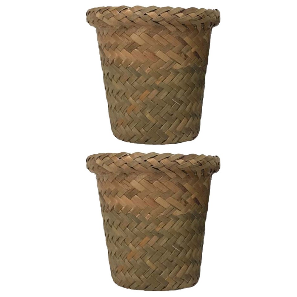 2 Pcs Plant Vase Outdoor Flower Pots Basket Seagrass Woven Planter