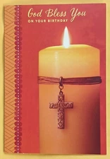 "God Bless You On Your Birthday" Greeting Card (+ Envelope 5x7"). 
