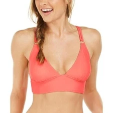 Hula Honey Cross-Back Midkini Bikini Top Coral Swim Suit sz XL Juniors NWT