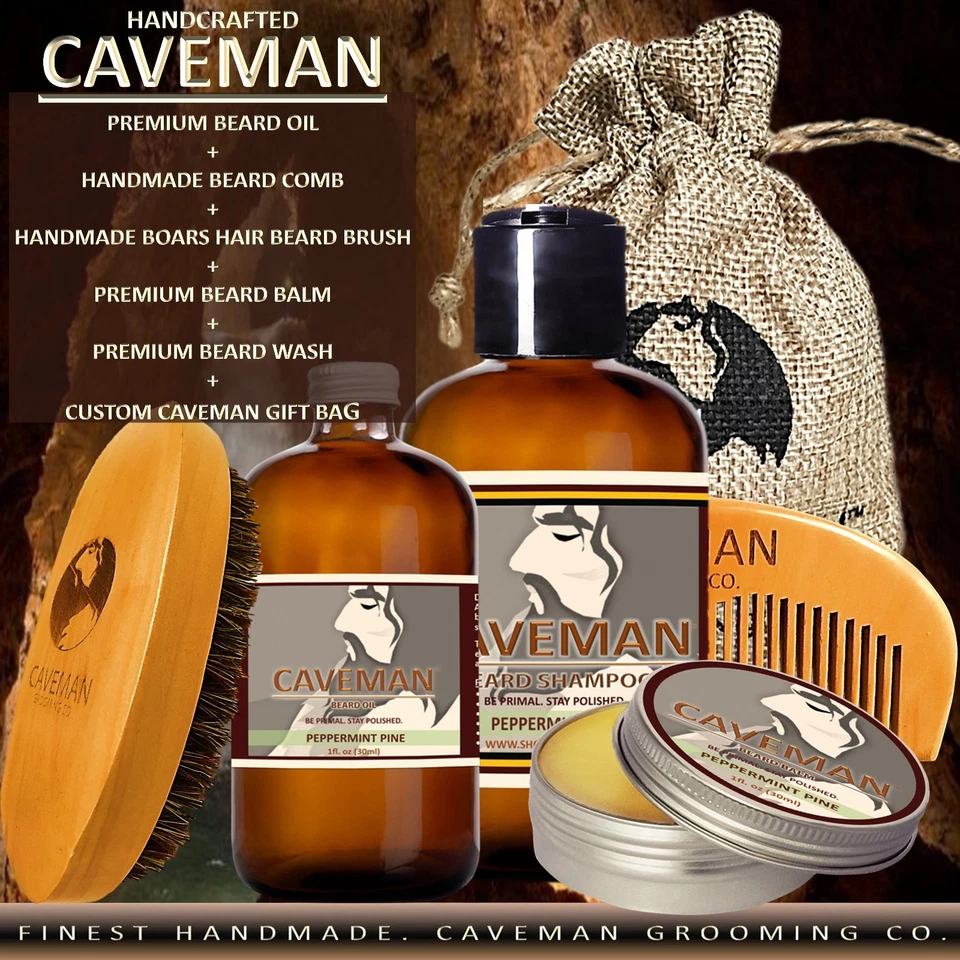 Caveman Beard Oil Fast Growth Serum Beard Balm Beard Wash Comb Brush 18 KITS - Image 2 of 3