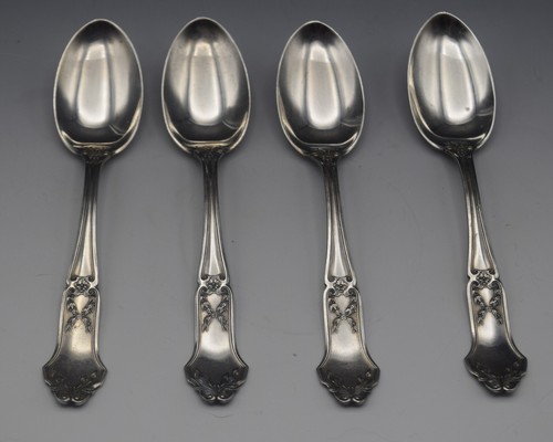 INTERNATIONAL SILVER LA ROCHELLE SET OF 4 STERLING SILVER TEASPOONS 85 GR 1909 - Picture 3 of 7