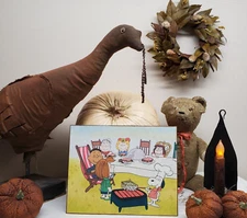 CUTE VINTAGE STYLE THANKSGIVING CHARLIE BROWN PEANUTS SNOOPY COOKS POPCORN SIGN