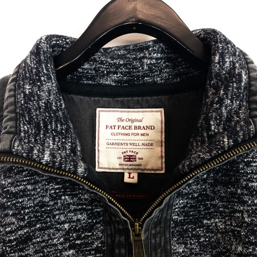 Fat Face Black White Marl Fine Knit Cotton Blend 1/4 Zip Fleece Jumper - Size L - Picture 4 of 19
