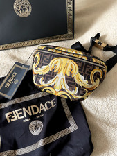 Borsa da cintura in nylon barocco nero/oro collaborazione esclusiva Fendace NUOVA con etichette!
