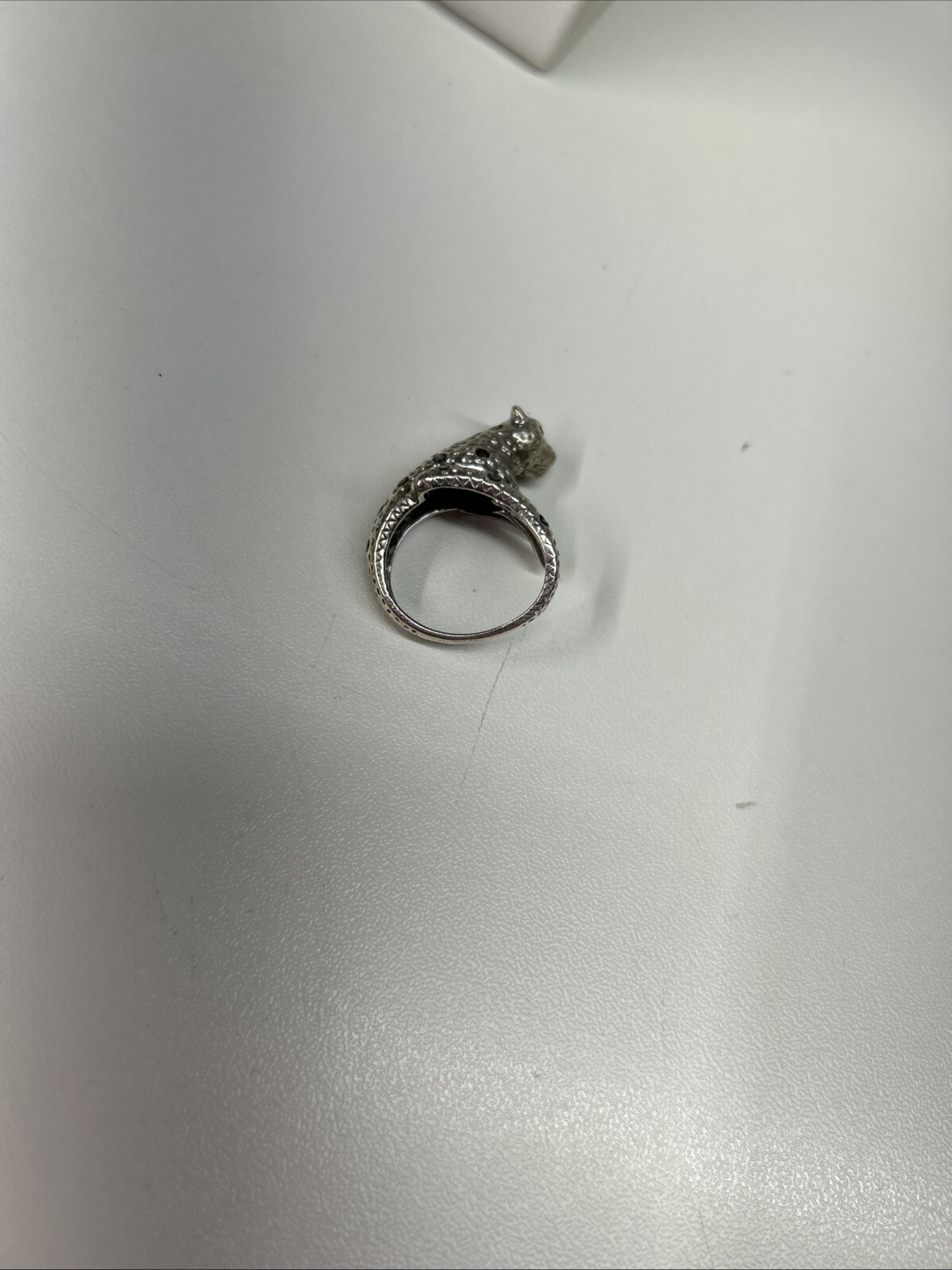 .925 Sterling Silver Leopard Wrap Ring Rhinestone… - image 6