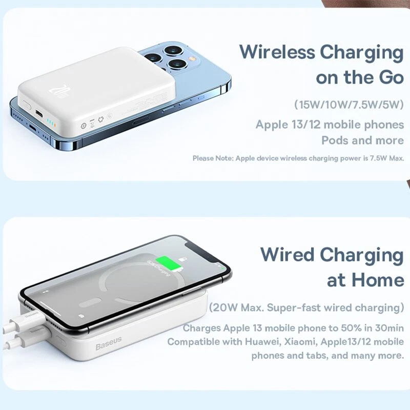 10000mAh Magnetic Wireless Fast Charge Power Bank with Auto-Wake