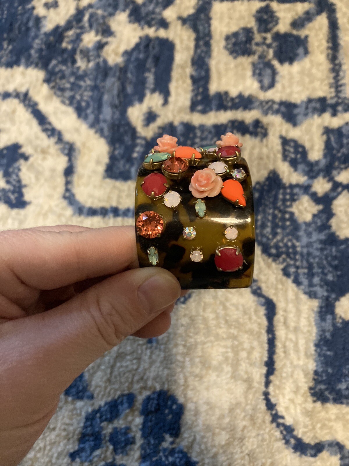 J Crew Statement Rhinestone Gem And Tortoise Shel… - image 8