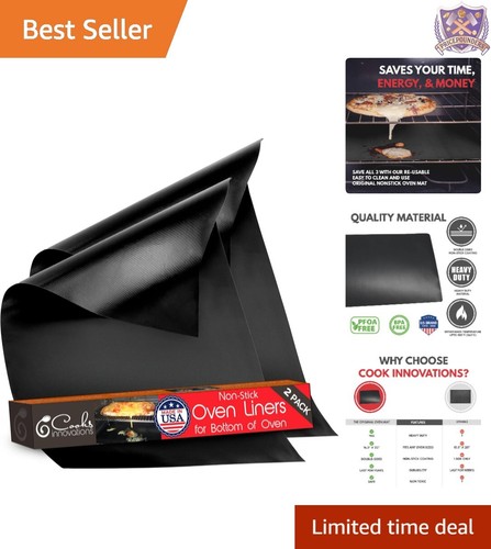 Non-Stick Oven Protector Mat 2-Pack Heavy Duty Heat Resistant BPA Free Easy C...