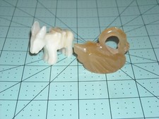 vintage 70's agate swan 1 3/4X 2: and white donkey 1 11/16X2" figurines gemstone
