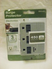 Woods 41103 3-Outlet Light Grey Wall Tap Surge Protector Adapter 450 Joules