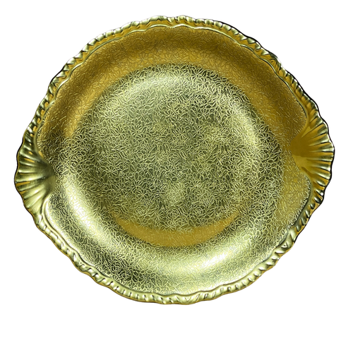 Wheeling Decorating Serving Plate Textured Gold Birds & Flowers WV