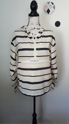 Thread and Supply Seattle Windbreaker Black/ Ivory Stripe Jacket Size L