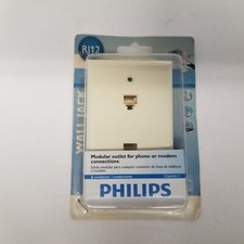 Philips RJ12 Modular Outlet For Phone or Modem Connections, Almond, New