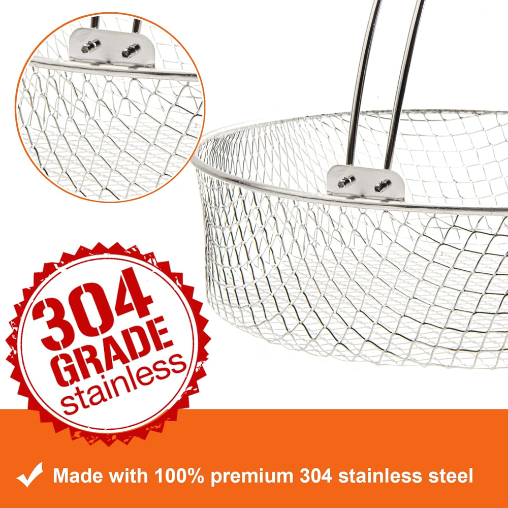 Air Fryer Basket, Steamer Basket for Instant Pot, 304 Stainless Steel Mesh Baske