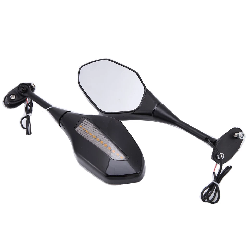 Espejos retrovisores laterales LED luz intermitente para Honda CBR1000RR SUZUKI GSXR600 Foto 4 de 4