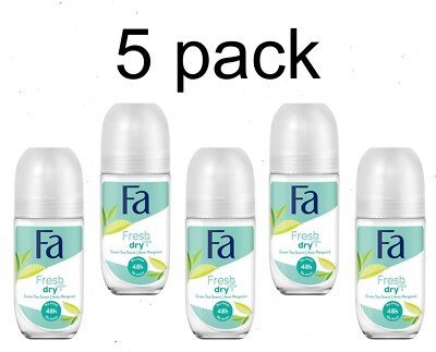 5pack Womens roll-on deodorant FA FRESH&DRY GREEN TEA 1.7 fl.oz / 50 ml