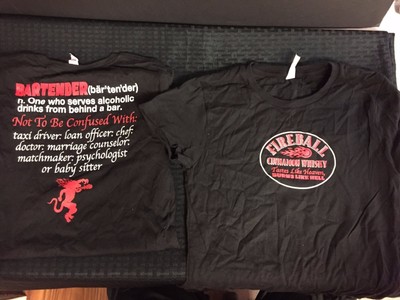 Fireball Cinnamon Whisky Whiskey Ladies Bartender logo T-shirt -Size Small - New | eBay
