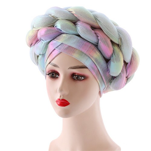 New Braid Turban Head Wrap African Women Cap Hijab Bonnet Hat Auto Gele Headtie - Picture 132 of 282