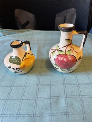 Ceramic Pottery Vinegar And Honey Cruet Unbranded.