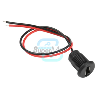 USB C Power Connector 2Pin Wire LED light Panel Mount Female Waterproof Socket
