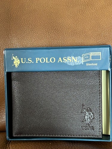 U.S. US Polo Assn. Mens Slimfold Wallet Brown NIP - Picture 2 of 4